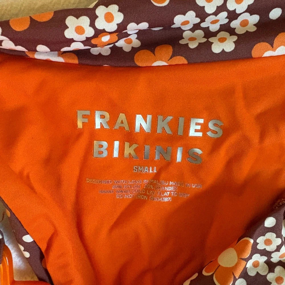 Frankie’s Bikinis Floral Brown & Orange Two-Piece Bikini - Picture 2 of 4